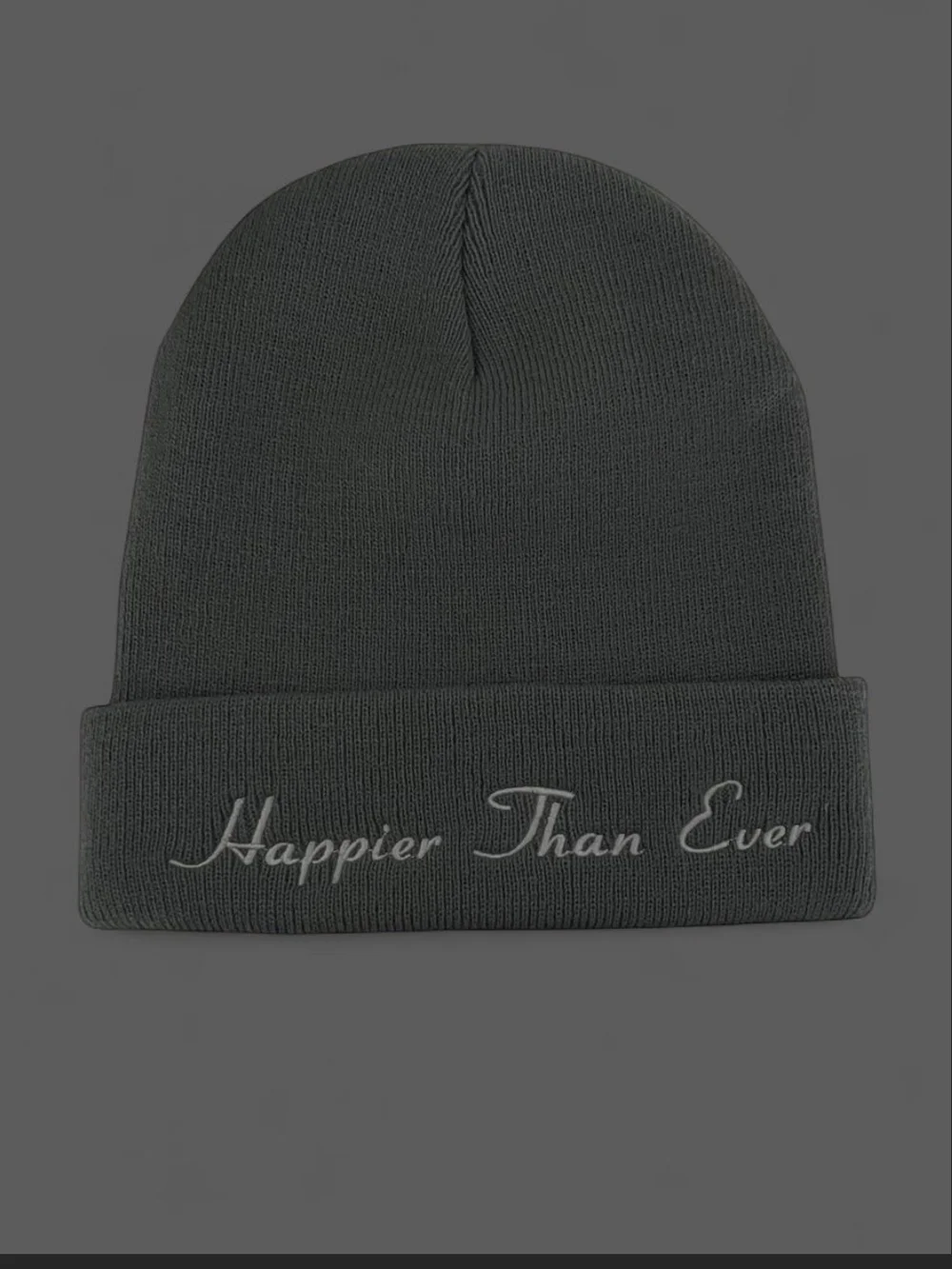 Billie Eilish Happier Than Ever Embroidered Cuffed Beanie - Dark Gray
